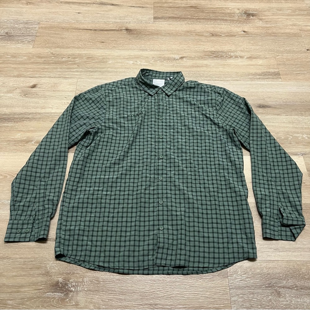 Mammut Button Up Green Plaid Shirt Long Sleeve Men’s XL